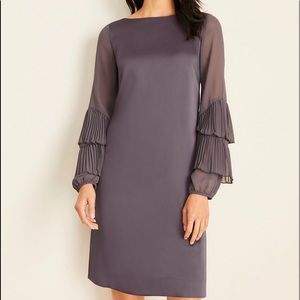 Ann Taylor pleated Ruffle Sleeve Dress (never worn)